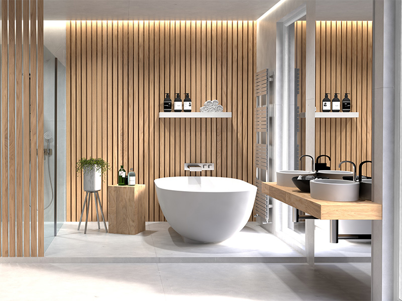 Badrenovierung in Lüdenscheid: elegantes, modernes Badezimmer mit freistehender Badewanne, offenem Design, hochwertiger Ausstattung — barrierefrei optimiert.